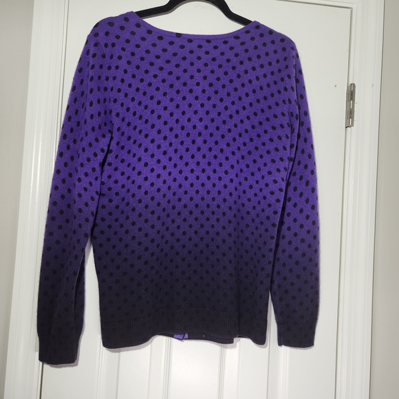 Cashmere Purple Polka Dot Ombre Women's Cardigan Large C by Bloomindales - Picture 3 of 7